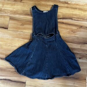 3 FOR $15 - Girls denim pinafore cut-out dress 7 yrs